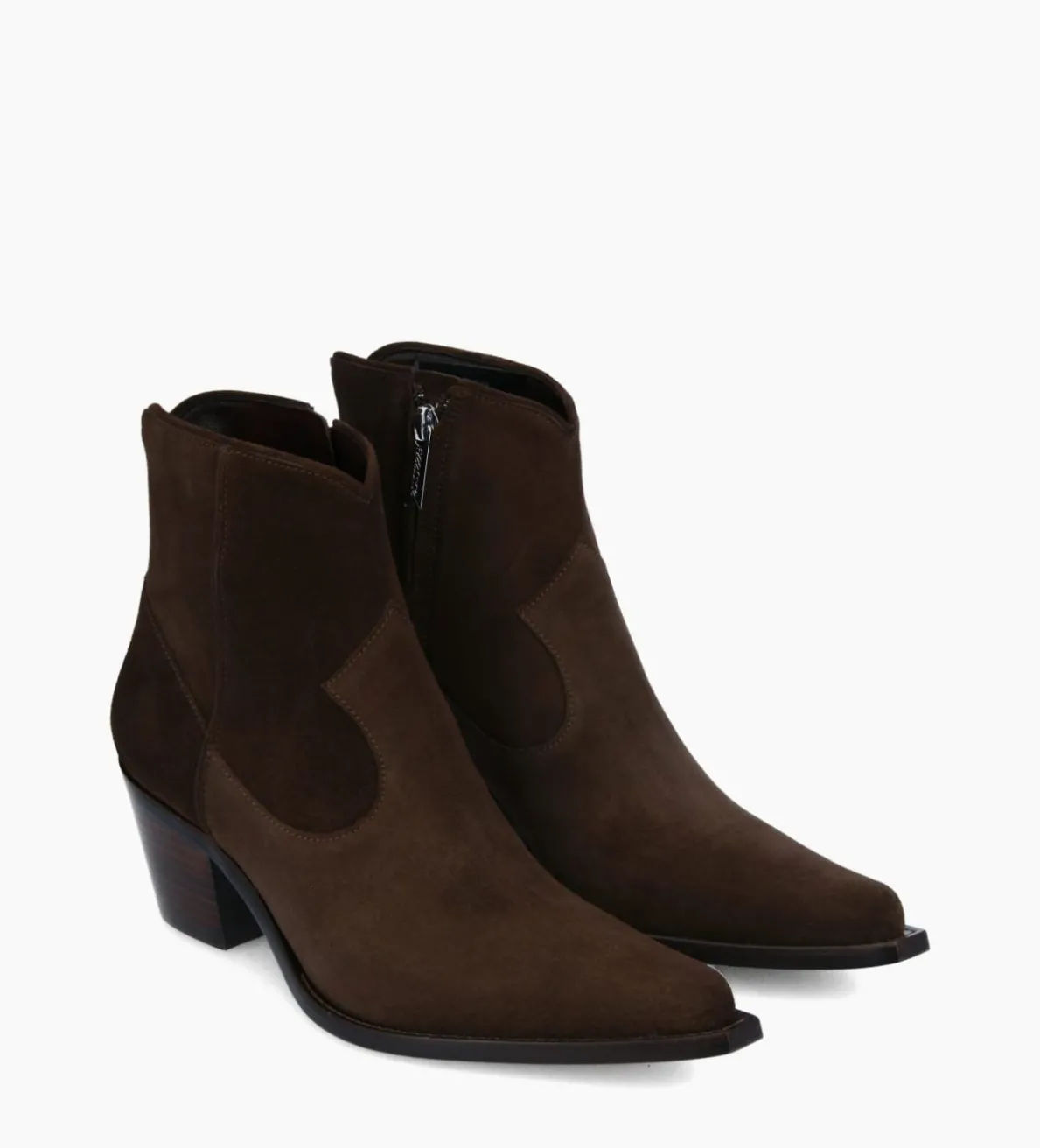 Clearance FREE LANCE Paris Bottine western zippée à talon - Sadie 50 - Cuir velours - Marron foncé Marronfoncé