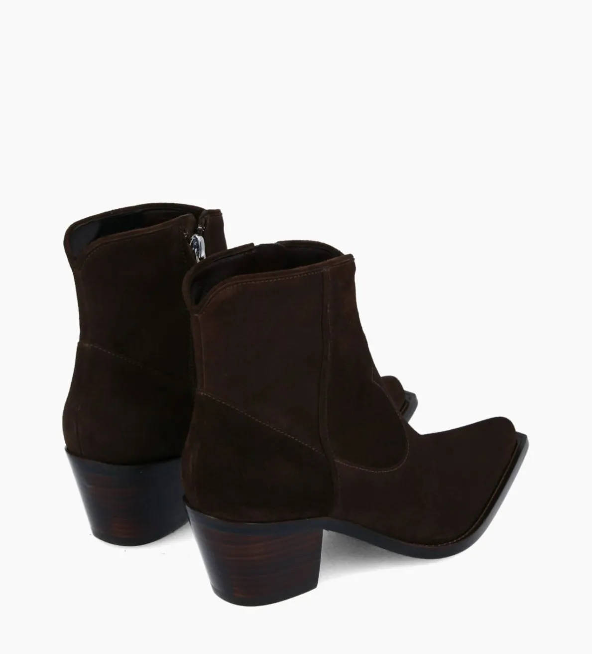 Clearance FREE LANCE Paris Bottine western zippée à talon - Sadie 50 - Cuir velours - Marron foncé Marronfoncé