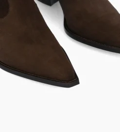 Clearance FREE LANCE Paris Bottine western zippée à talon - Sadie 50 - Cuir velours - Marron foncé Marronfoncé