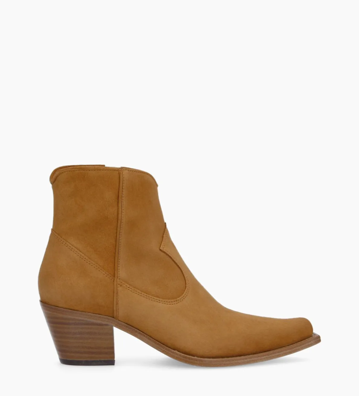 Outlet FREE LANCE Paris Bottine western zippée à talon - Sadie 50 - Cuir velours - Biscuit
