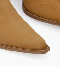 Outlet FREE LANCE Paris Bottine western zippée à talon - Sadie 50 - Cuir velours - Biscuit