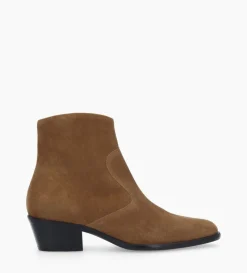 New FREE LANCE Paris Bottine western zippée à talon - Jane 5 - Cuir velours - Sienna
