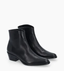 Clearance FREE LANCE Paris Bottine western zippée à talon - Jane 5 - Cuir lisse - Noir