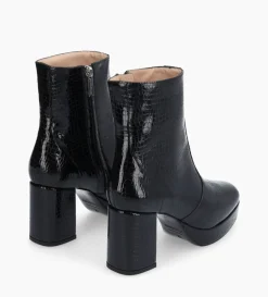 New FREE LANCE Paris Bottine zippée - Carlotta - Cuir verni imprimé serpent - Noir