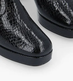 New FREE LANCE Paris Bottine zippée - Carlotta - Cuir verni imprimé serpent - Noir