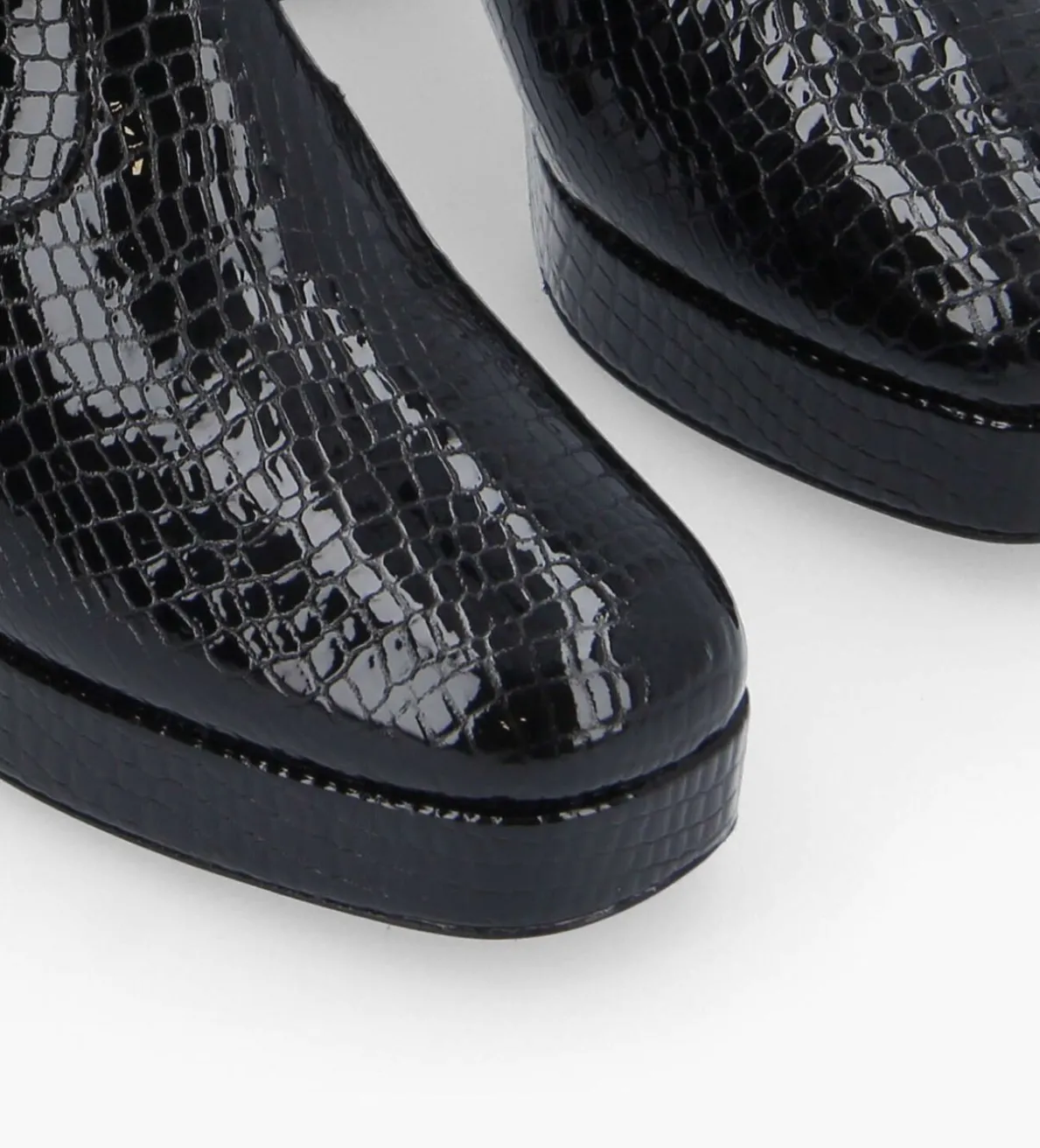 New FREE LANCE Paris Bottine zippée - Carlotta - Cuir verni imprimé serpent - Noir