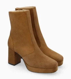 Discount FREE LANCE Paris Bottine zippée à talon - Carlotta 70 - Cuir velours - Brun