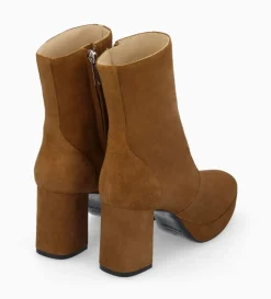Discount FREE LANCE Paris Bottine zippée à talon - Carlotta 70 - Cuir velours - Brun