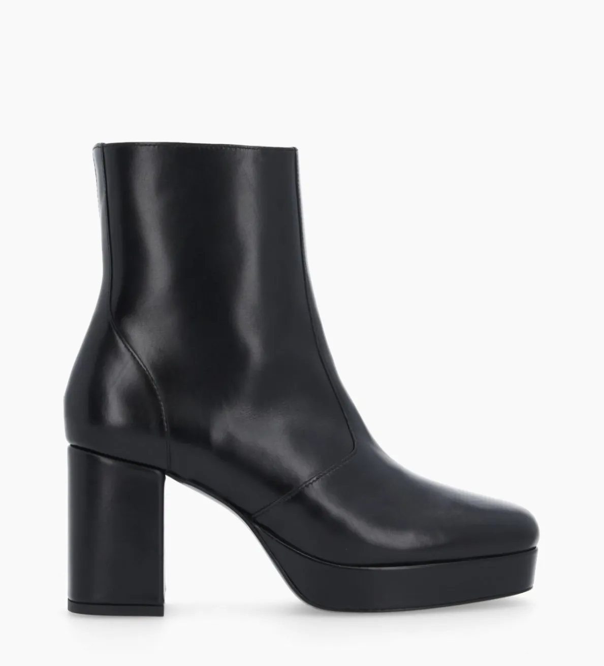 Hot FREE LANCE Paris Bottine zippée à talon - Carlotta 70 - Cuir lisse - Noir