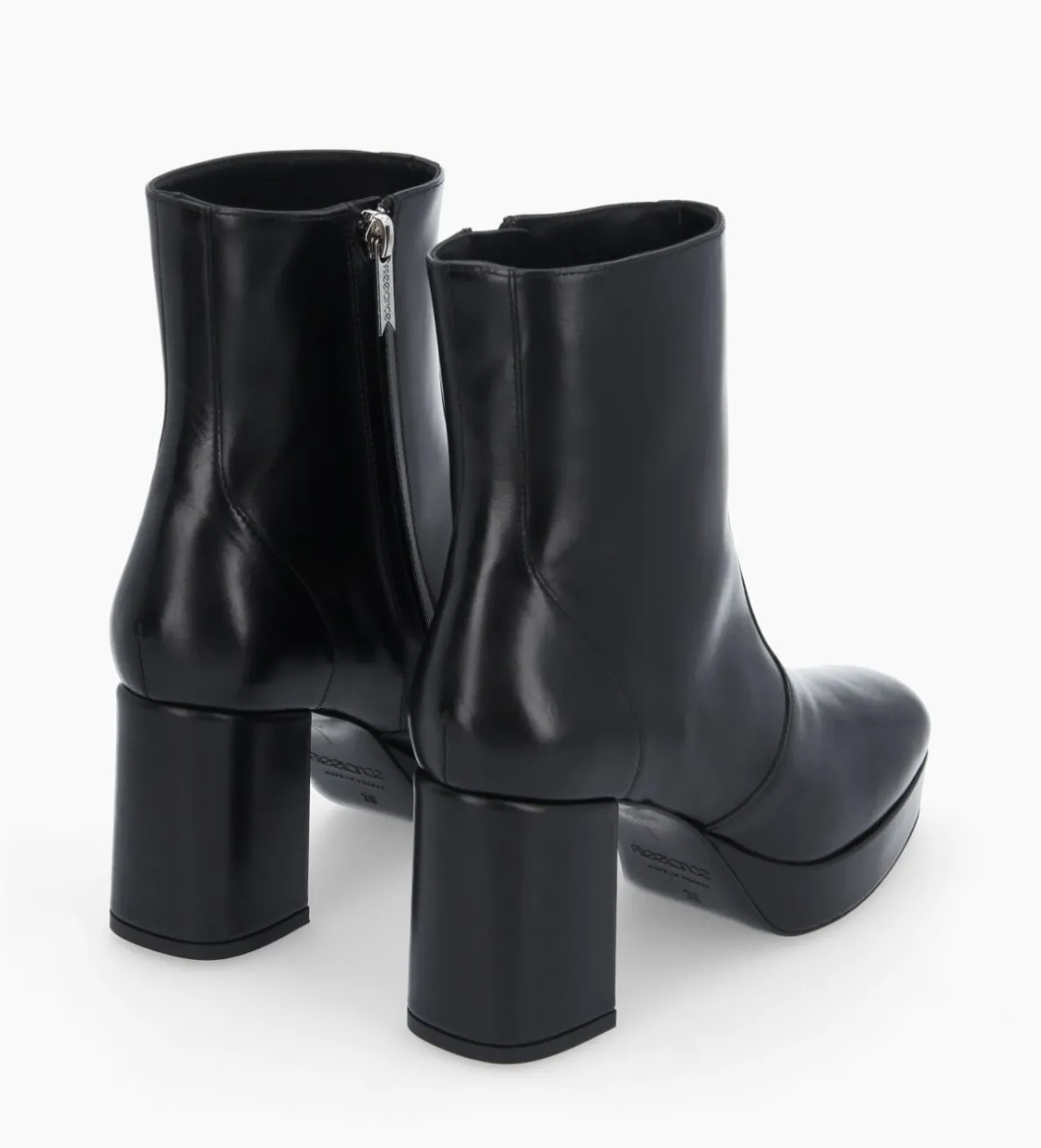 Hot FREE LANCE Paris Bottine zippée à talon - Carlotta 70 - Cuir lisse - Noir