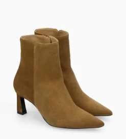 Discount FREE LANCE Paris Bottine zippée à talon - Cathleen 65 - Cuir velours - Sienna