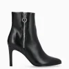 Hot FREE LANCE Paris Bottine zippée à talon - Steffy 85 - Cuir de veau lisse brillant - Noir