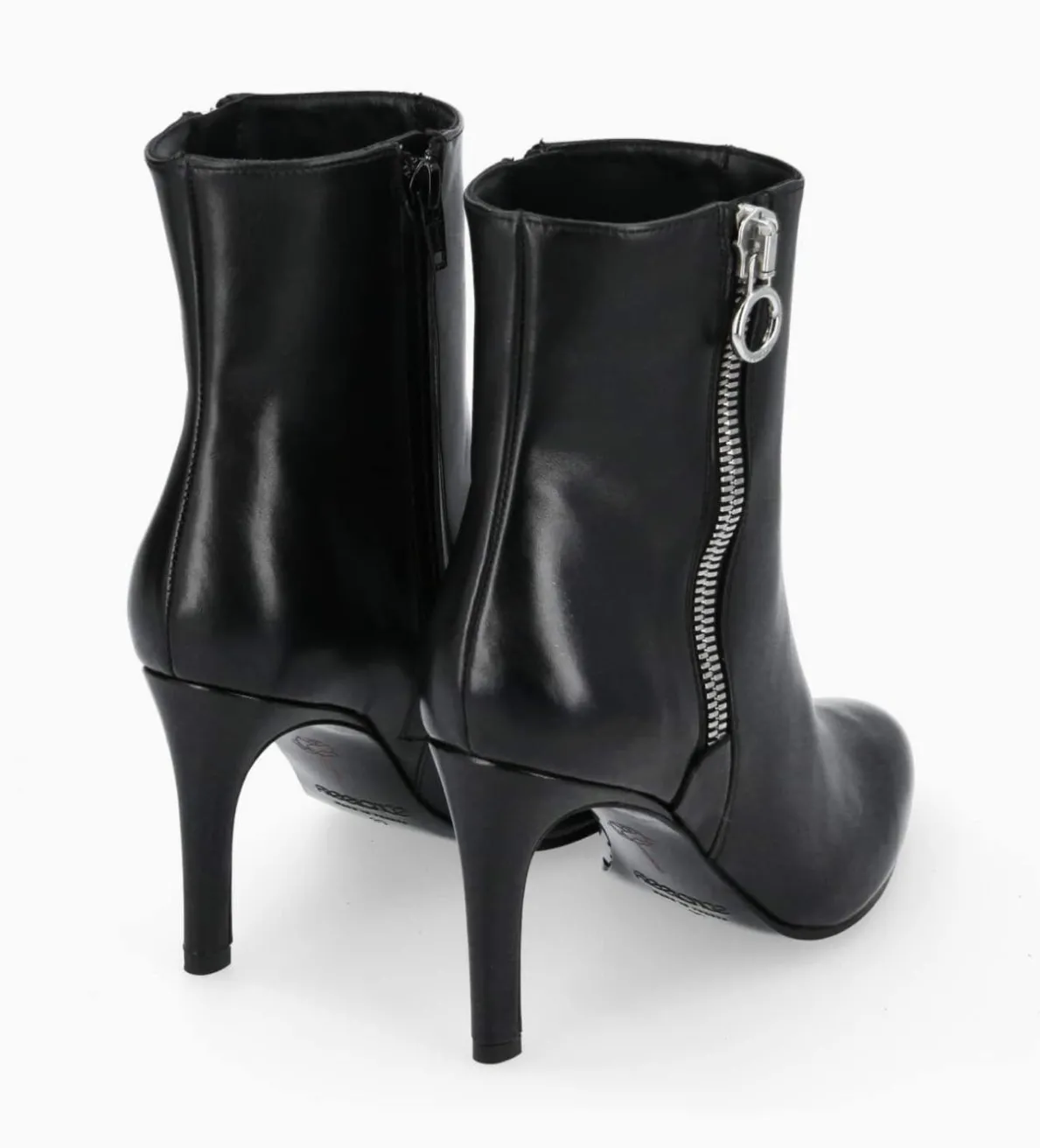 Hot FREE LANCE Paris Bottine zippée à talon - Steffy 85 - Cuir de veau lisse brillant - Noir