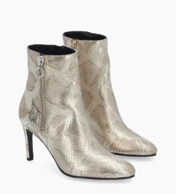 Best FREE LANCE Paris Bottine zippée à talon - Steffy 85 - Cuir imprimé serpent - Doré