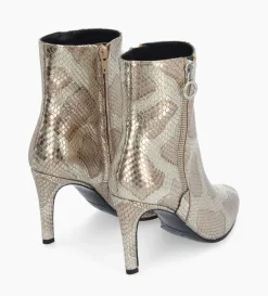 Best FREE LANCE Paris Bottine zippée à talon - Steffy 85 - Cuir imprimé serpent - Doré