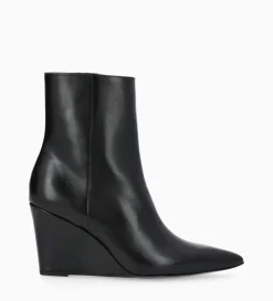 FREE LANCE Paris Bottine zippée à talon compensé - Florence 70 - Cuir de veau lisse brillant - Noir