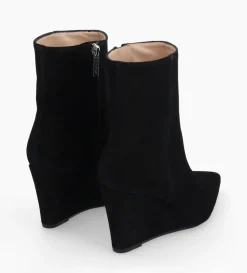 Clearance FREE LANCE Paris Bottine zippée à talon compensé - Florence 70 - Cuir velours - Noir