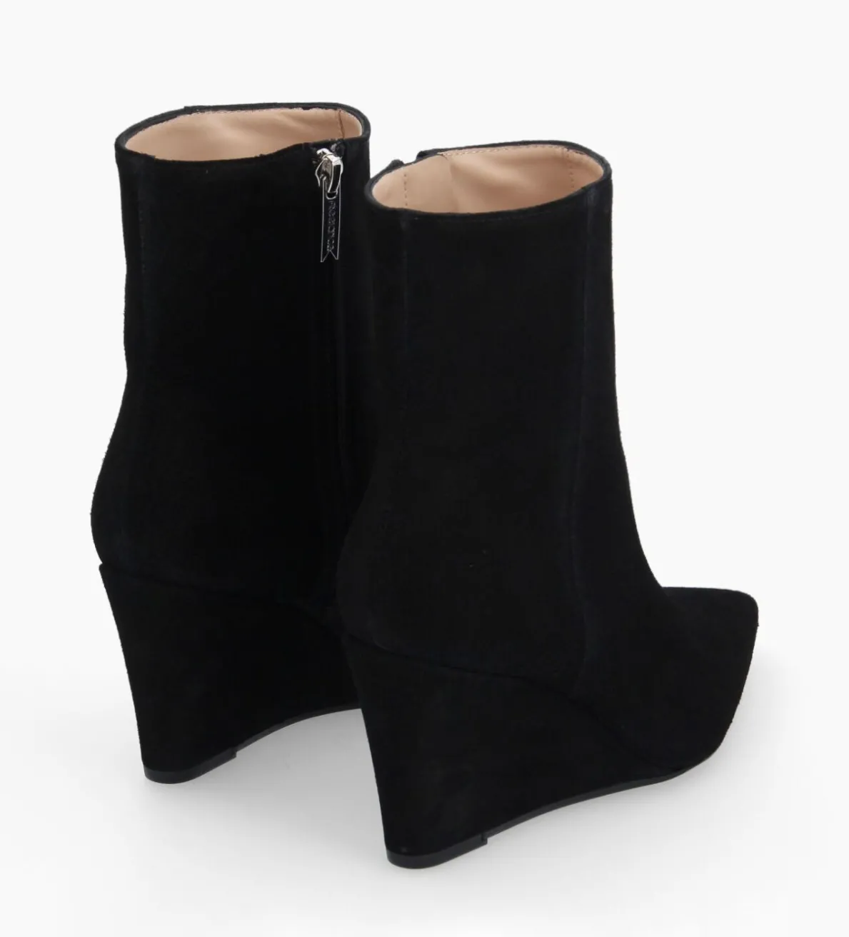 Clearance FREE LANCE Paris Bottine zippée à talon compensé - Florence 70 - Cuir velours - Noir