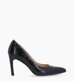Best FREE LANCE Paris Escarpin à bout pointu - Forel 70 - Cuir verni imprimé serpent - Noir