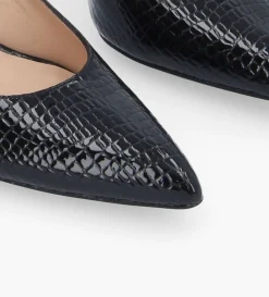 Best FREE LANCE Paris Escarpin à bout pointu - Forel 70 - Cuir verni imprimé serpent - Noir