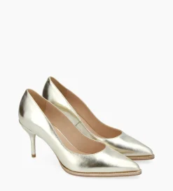 Outlet FREE LANCE Paris Escarpin à bout pointu - Jamie 70 - Cuir métallisé - Champagne