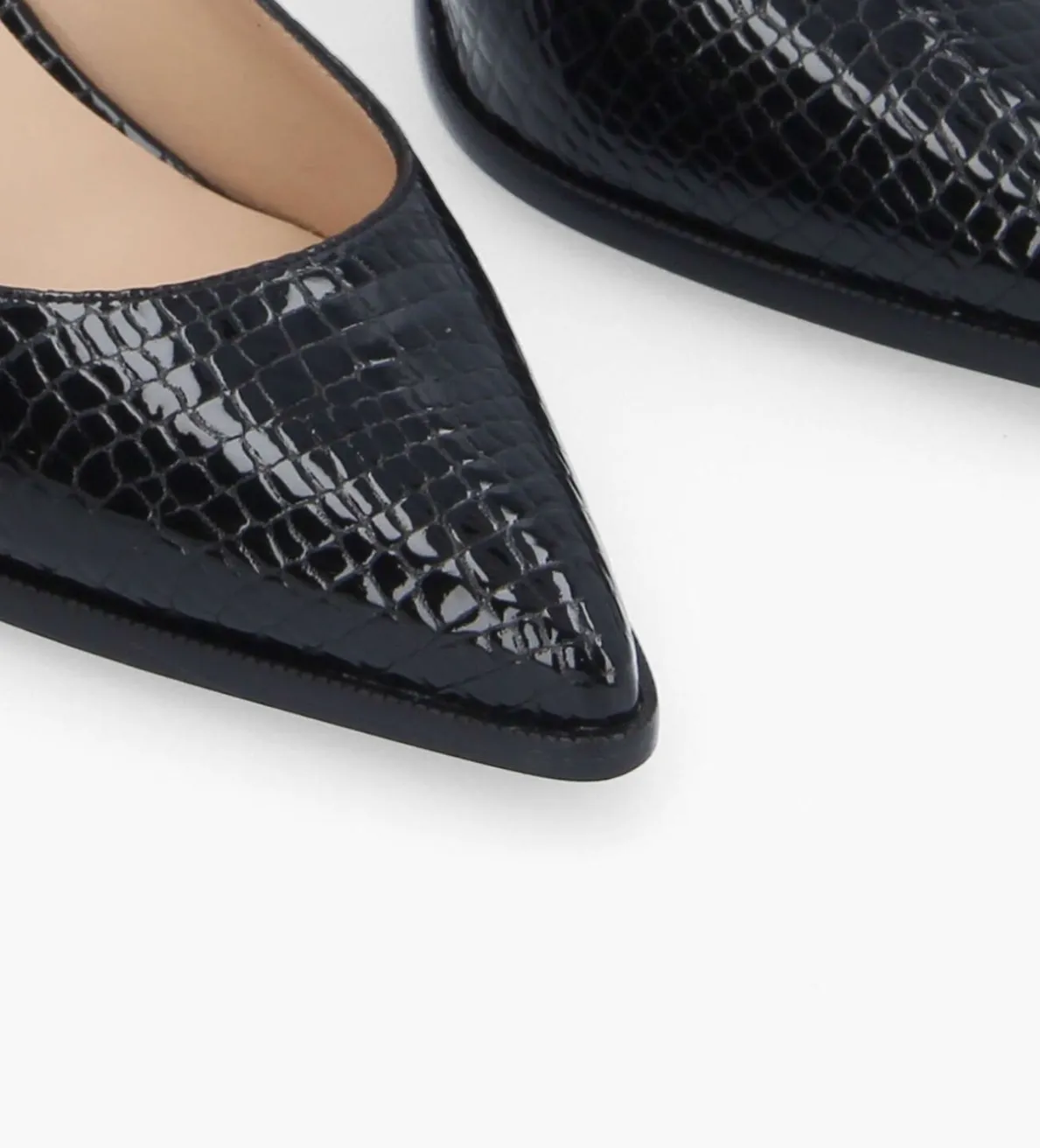 Sale FREE LANCE Paris Escarpin à bout pointu - Jamie 70 - Cuir verni imprimé serpent - Noir