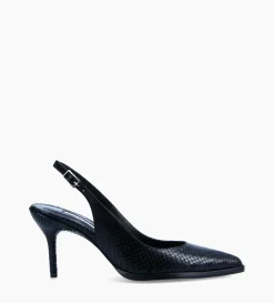 Outlet FREE LANCE Paris Escarpin à bride arrière - Jamie 70 - Cuir imprimé python - Noir
