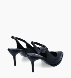 Outlet FREE LANCE Paris Escarpin à bride arrière - Jamie 70 - Cuir imprimé python - Noir