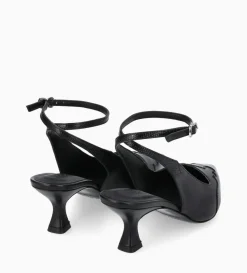 Clearance FREE LANCE Paris Escarpin à bride arrière - Suzy 60 - Cuir lisse/Cuir imprimé lézard - Noir
