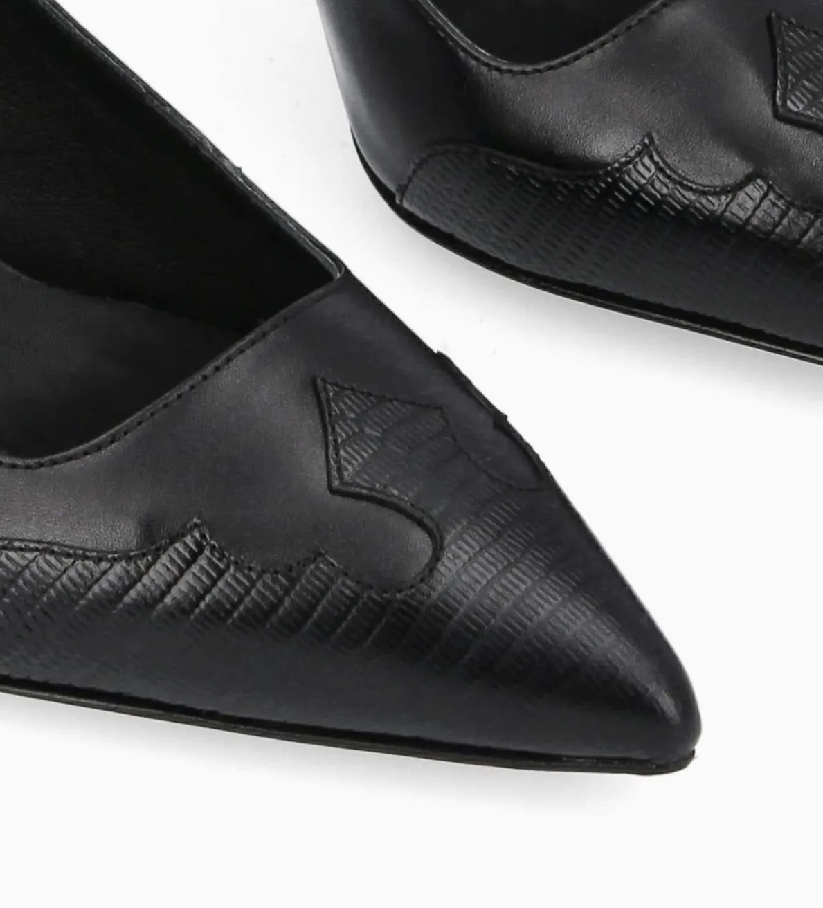Clearance FREE LANCE Paris Escarpin à bride arrière - Suzy 60 - Cuir lisse/Cuir imprimé lézard - Noir