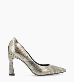 Clearance FREE LANCE Paris Escarpin à talon à bout pointu - Iris 85 - Cuir imprimé serpent - Doré