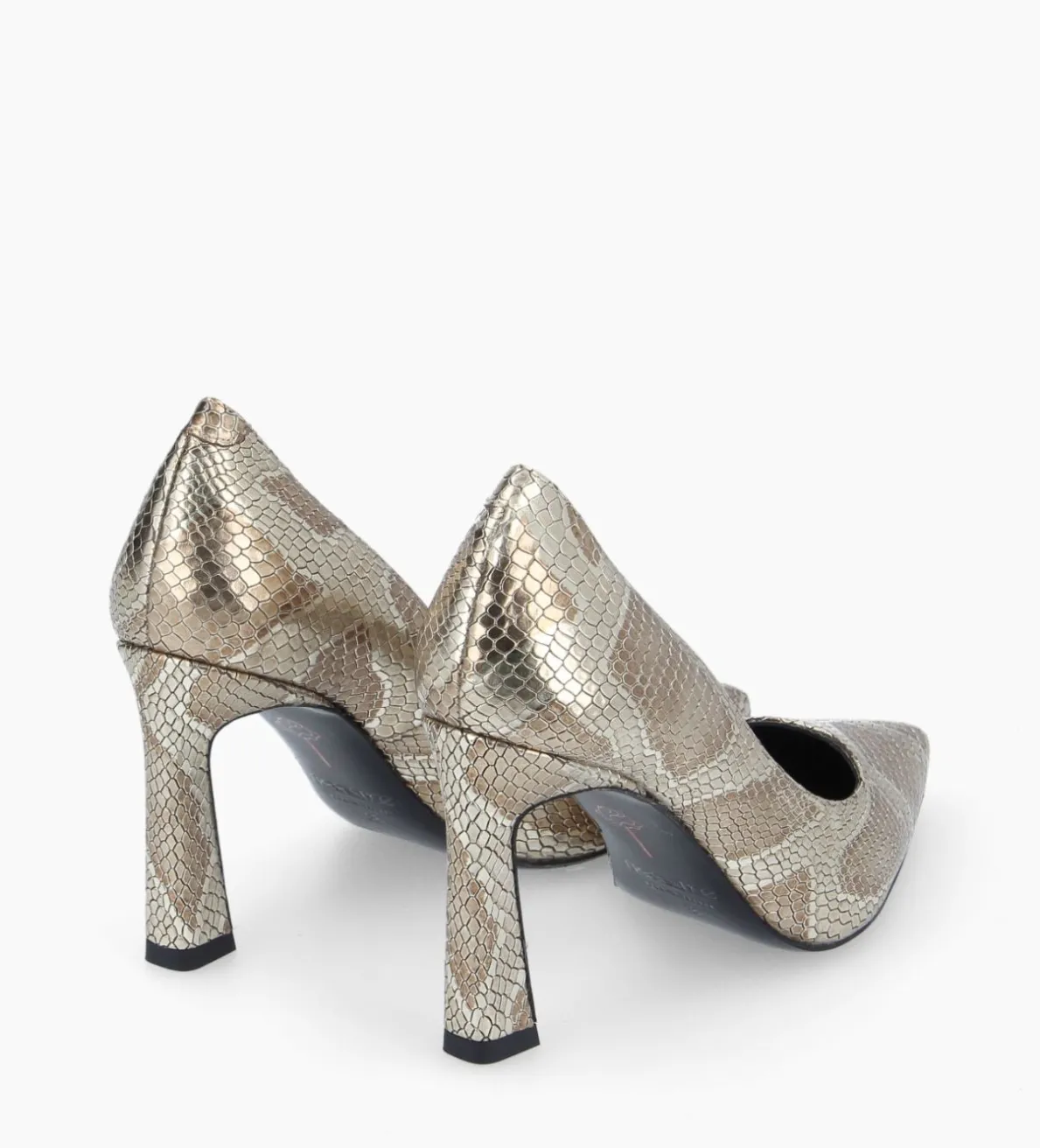Clearance FREE LANCE Paris Escarpin à talon à bout pointu - Iris 85 - Cuir imprimé serpent - Doré