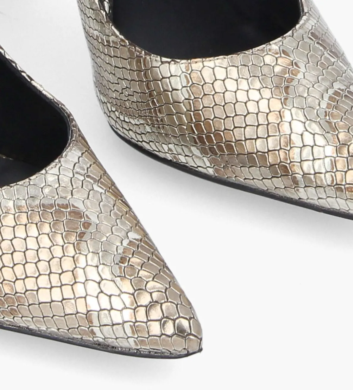 Clearance FREE LANCE Paris Escarpin à talon à bout pointu - Iris 85 - Cuir imprimé serpent - Doré
