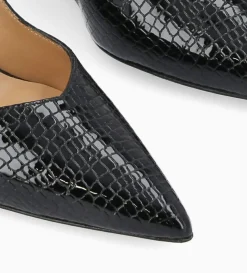 Clearance FREE LANCE Paris Escarpin à talon compensé à bout pointu - Francesca 70 - Cuir imprimé serpent verni - Noir