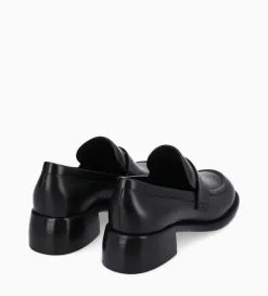 Best FREE LANCE Paris Mocassin à talon à bout carré - Anaïs 50 - Cuir de veau lisse brillant- Noir