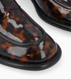 New FREE LANCE Paris Mocassin à talon à bout carré - Anaïs 50 - Cuir vernis - Turtle