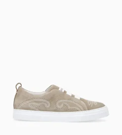 Discount FREE LANCE Paris Sneaker - Panic - Cuir velours - Grège